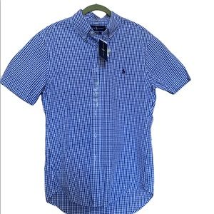 NWT Ralph Lauren plaid short sleeve button up - slim fit seersucker, gingham